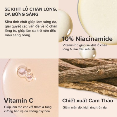 TINH CHẤT THU NHỎ LỖ CHÂN LÔNG VÀ LÀM SÁNG DA 10% NIACINAMIDE BOOSTER