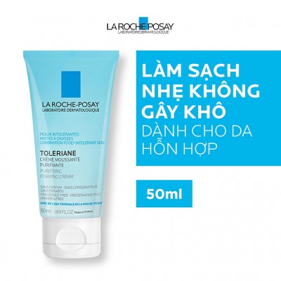 La Roche Posay Sữa rửa mặt cho da hỗn hợp rất nhạy cảm Toleriane Foaming Cream 50ml