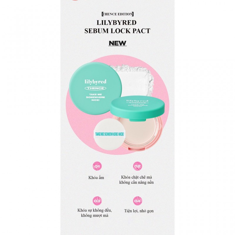 Phấn phủ kiềm dầu Lilybyred Sebum Lock Pact (Thence Edition)