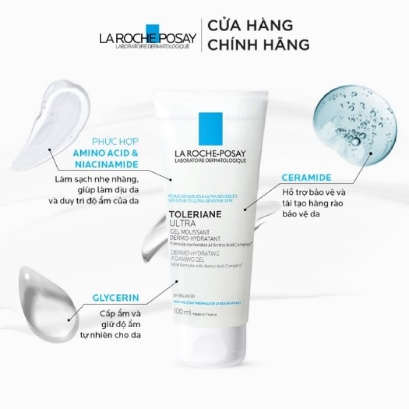 La Roche Posay Gel rữa mặt dưỡng ẩm cho da nhạy cảm Toleriane Ultra 100ml